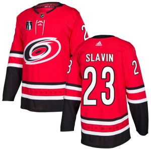 Josiah Slavin Youth Adidas Carolina Hurricanes Authentic Red Home 2026 Stanley Cup Final Jersey