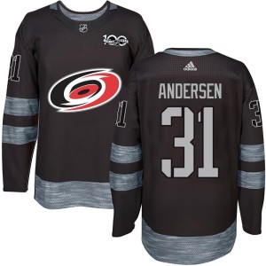Frederik Andersen Men's Carolina Hurricanes Authentic Black 1917-2017 100th Anniversary Jersey