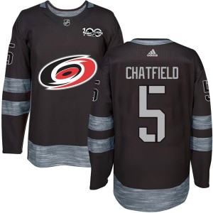 Jalen Chatfield Men's Carolina Hurricanes Authentic Black 1917-2017 100th Anniversary Jersey
