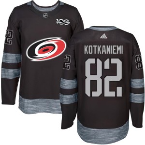 Jesperi Kotkaniemi Men's Carolina Hurricanes Authentic Black 1917-2017 100th Anniversary Jersey