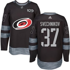 Andrei Svechnikov Men's Carolina Hurricanes Authentic Black 1917-2017 100th Anniversary Jersey