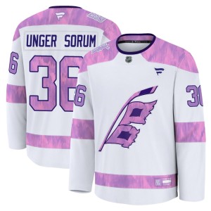 Felix Unger Sorum Youth Fanatics Carolina Hurricanes Premium White 2024 Hockey Fights Cancer Practice Jersey