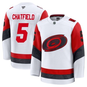 Jalen Chatfield Youth Fanatics Carolina Hurricanes Premium White Away 2025 Jersey