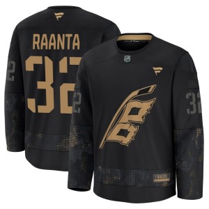 Antti Raanta Youth Fanatics Carolina Hurricanes Premium Black 2024 Military Appreciation Practice Jersey