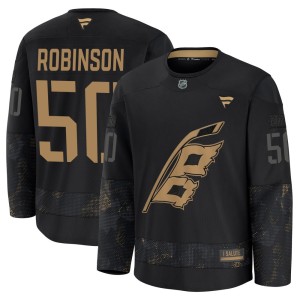 Eric Robinson Youth Fanatics Carolina Hurricanes Premium Black 2024 Military Appreciation Practice Jersey