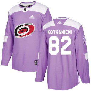 Jesperi Kotkaniemi Youth Adidas Carolina Hurricanes Authentic Purple Fights Cancer Practice Jersey