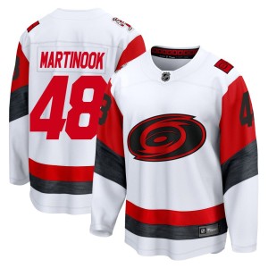 Jordan Martinook Men's Fanatics Carolina Hurricanes Breakaway White Away 2025 Jersey