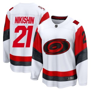 Alexander Nikishin Men's Fanatics Carolina Hurricanes Breakaway White Away 2025 Jersey