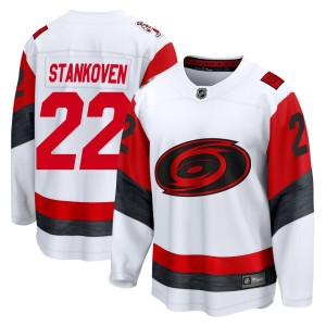Logan Stankoven Men's Fanatics Carolina Hurricanes Breakaway White Away 2025 Jersey
