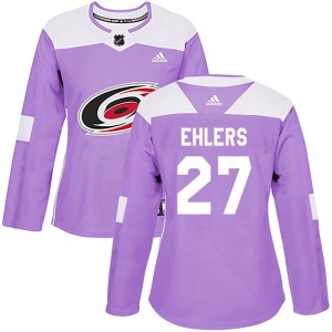 Nikolaj Ehlers Women's Adidas Carolina Hurricanes Authentic Purple Fights Cancer Practice Jersey