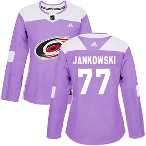 Mark Jankowski Women's Adidas Carolina Hurricanes Authentic Purple Fights Cancer Practice Jersey