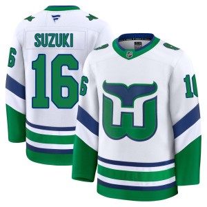 Ryan Suzuki Men's Fanatics Carolina Hurricanes Premium White Throwback Jersey