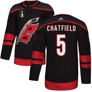 Jalen Chatfield Men's Adidas Carolina Hurricanes Authentic Black Alternate 2026 Stanley Cup Final Jersey
