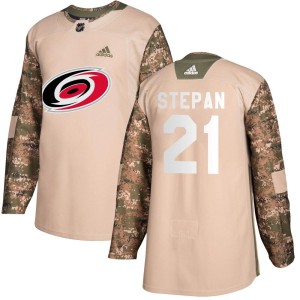 Derek Stepan Men's Adidas Carolina Hurricanes Authentic Camo Veterans Day Practice Jersey
