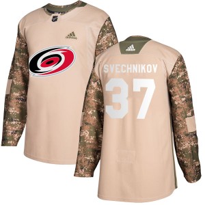 Andrei Svechnikov Men's Adidas Carolina Hurricanes Authentic Camo Veterans Day Practice Jersey